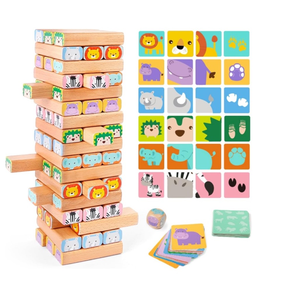 🎁🎁NENE TOYS Kids NIB 4-in-1 Educational Wooden Block Stacking Game